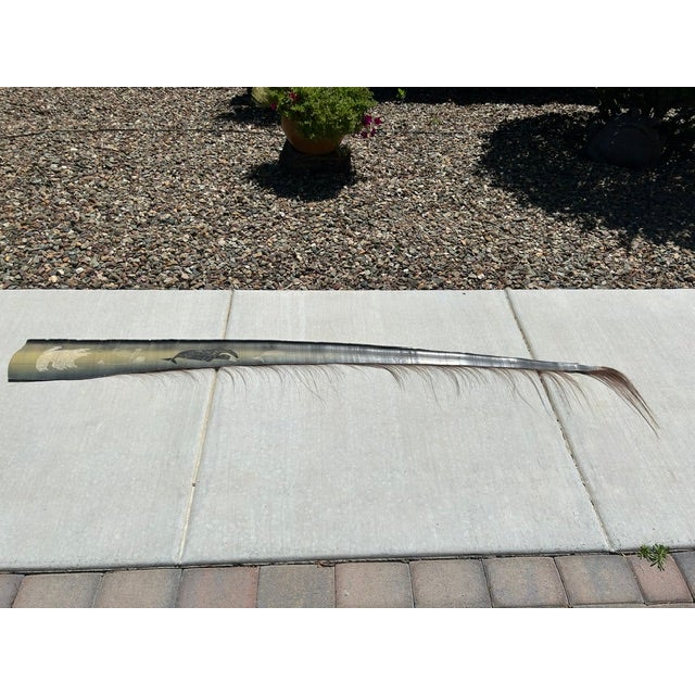 Light Gray 7 Foot 5" Wall Hanging - Scrimshaw Whale Baleen Frond - Mid Century For Sale - Image 8 of 16
