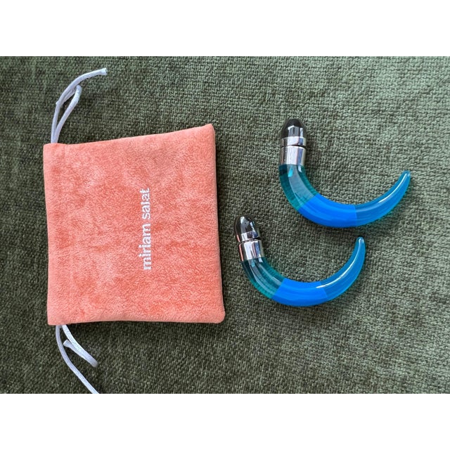 2000 - 2009 Miriam Salat Translucent Tribal Earrings in Resin & Sterling Silver For Sale - Image 5 of 6