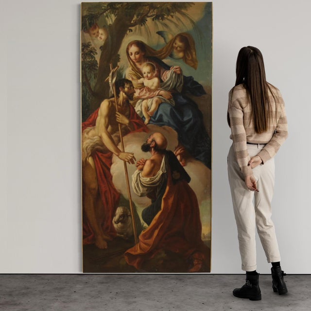 Italian Artist, Madonna and Child with St. John the Baptist and St. Roch, 1780, Oil on Canvas For Sale - Image 3 of 16