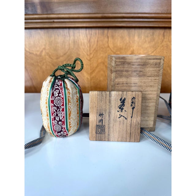 Yellow Three Japanese Vintage Tea Caddies by Noted Potters with Shifuku and Tomobako For Sale - Image 8 of 15