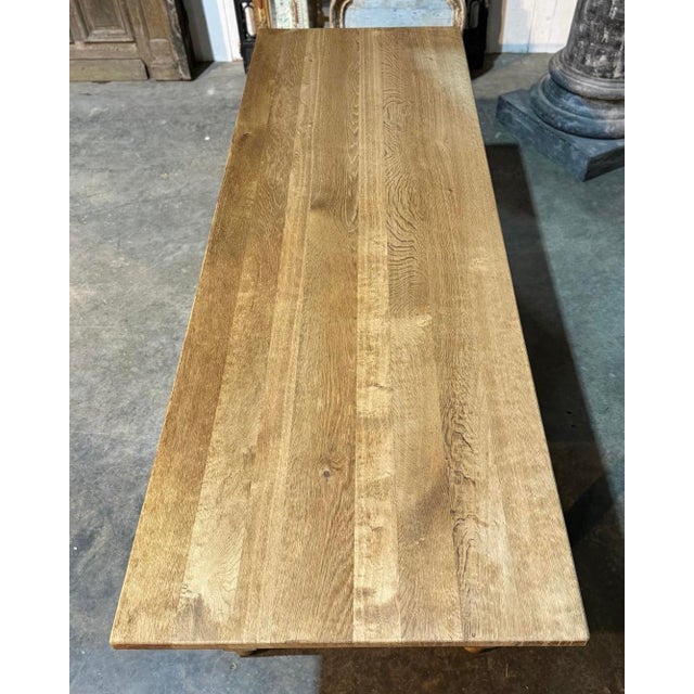 Large Bleached Oak Farmhouse Dining Table, 1920s For Sale - Image 11 of 18