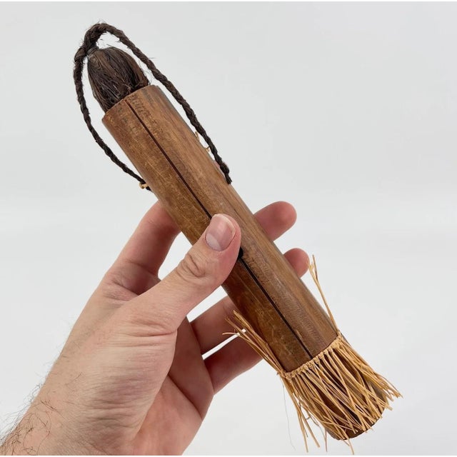 African Early 20th Century Wooden Doll with Raffia Skirt MATTER COLLECTION For Sale - Image 3 of 6