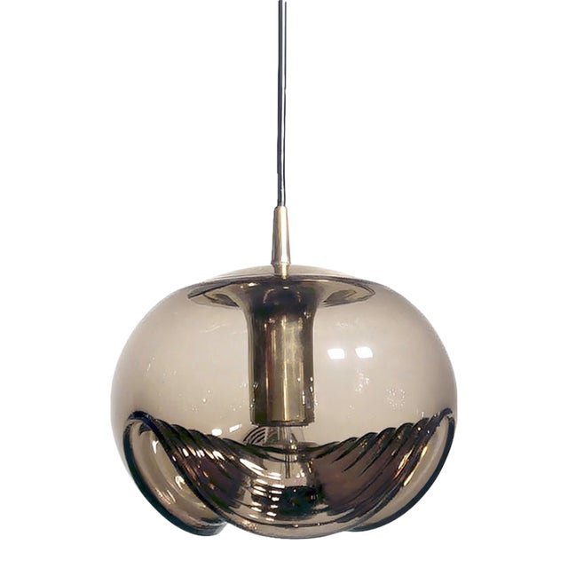 Smoked Glass Hanging Light by Peill & Putzler, 1970 For Sale