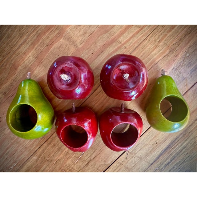 Late 20th Century Late 20th Century Vintage Apples and Pears Napkin Rings- Set of 6 For Sale - Image 5 of 12