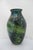 Glass Suzanne Kindland Handblown Icefire Studio Art Glass Green Blue Mottled Vase For Sale - Image 7 of 12