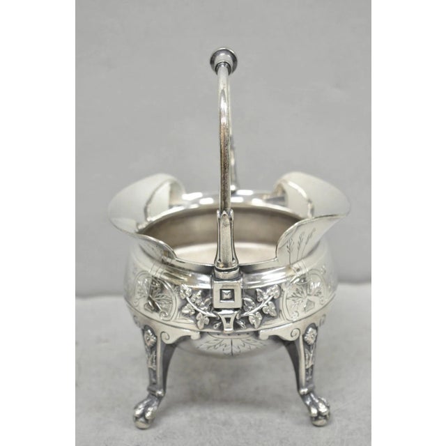 Antique John Carrow English Regency Silver Plated Paw Foot Etched Sugar Bowl For Sale - Image 10 of 12