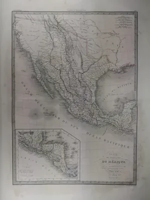 Map of America and Mexico Original 1838 First Edition of Pierre M. Lapie Map