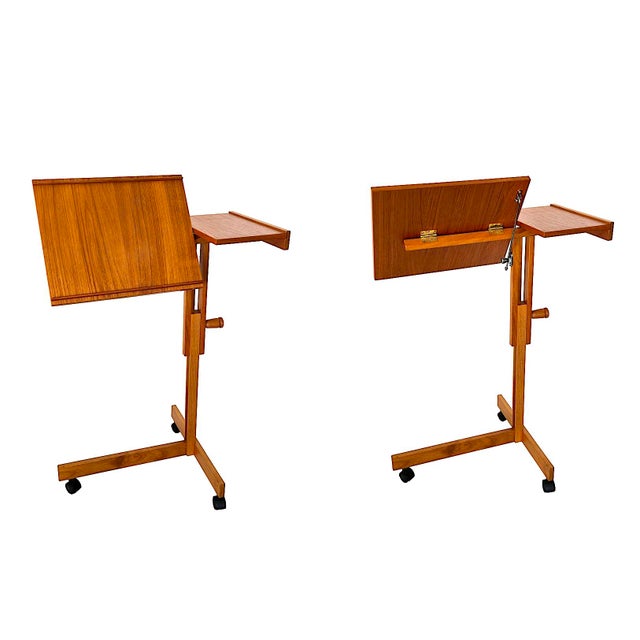 Arne Wahl Iversen Mid 20th Century Danish Teak Wood Adjustable Side Table/Music Stand/Lectern by Furbo Spottrup For Sale - Image 4 of 16