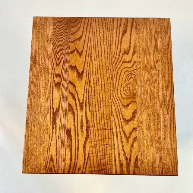 1990s Vintage Arts & Crafts Mission Oak Slatted Side Table, After Stickley. For Sale - Image 10 of 12