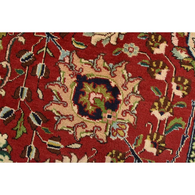 Tabriz Rug 10'2'' X 12'8'' Red Wool Vintage Traditional Hand-Knotted Carpet For Sale - Image 4 of 15