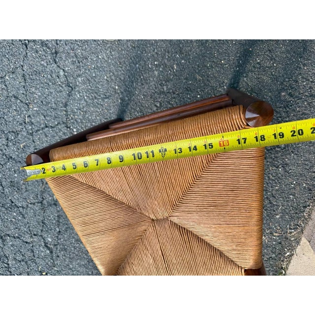 20th Century Clore Furniture Set of 10 Shaker Style Walnut Rush Seat Ladder Back Dining Chairs For Sale - Image 17 of 18