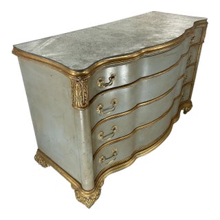 Painted French Style Serpentine Chest For Sale