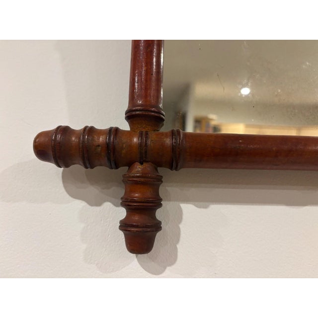 19th Century Napoleon III Style Bamboo Mirror in Turned Wood For Sale - Image 3 of 6