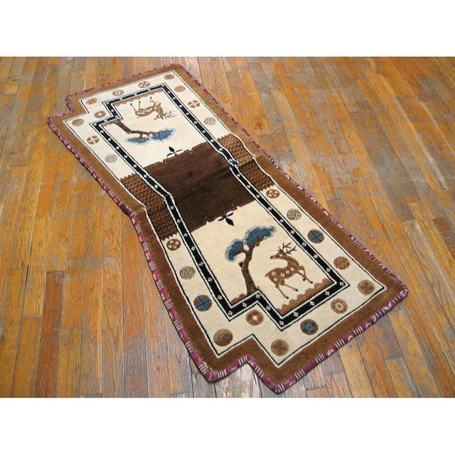 Antique Chinese Wool Ivory Beige Cream White Hand Knotted Pile Rug, Circa Date: 1900s. This exceptional example of Chinese...