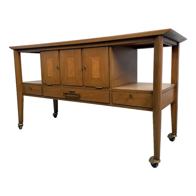 Mid 20th Century Modern Walnut Server Bar Cart by White Furniture Co. For Sale