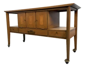 Mid 20th Century Modern Walnut Server Bar Cart by White Furniture Co.