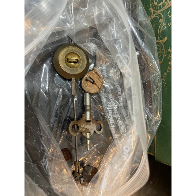 Green Late 19th Century Antique French Hand Painted Mantle Clock For Sale - Image 8 of 8