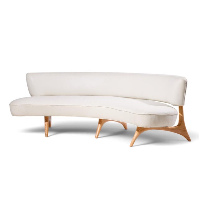 Mid-Century Modern Vladimir Kagan Mid Century Tiger Maple Floating Curve Sofa For Sale - Image 3 of 10