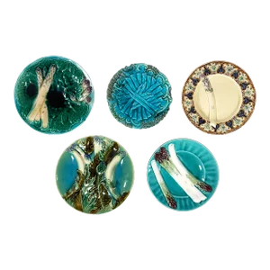 Antique French & German Asparagus Wall Plates - Gallery Wall - Set of 5 - Including Schramburg & K Et G Luneville