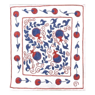 Silk Cushion Cover, Hand Embroidery Toss Pillow, Suzani Lace Pillow. 17"x18" For Sale