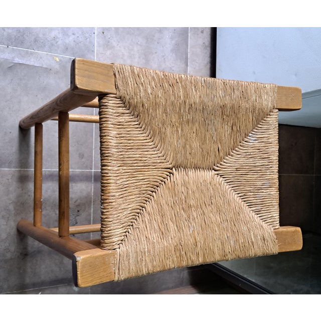 Mid Century Modern 1960s Rush Tall Wood Stool Birch For Sale - Image 6 of 9