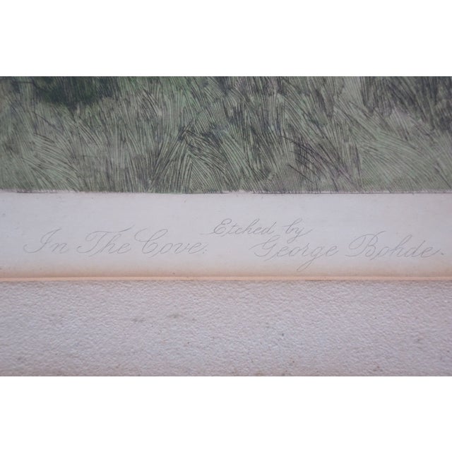 Green Antique George William Bohde in the Cove Colored Coastal Riverscape Etching 35" For Sale - Image 8 of 11