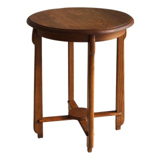Dutch Art Deco Amsterdam School Oak Side Table, 1920s For Sale