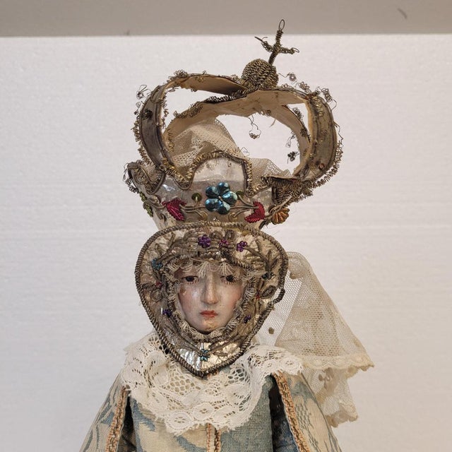 Dressed Image of the Crowned Virgin Mary, Late 18th Century For Sale - Image 16 of 18