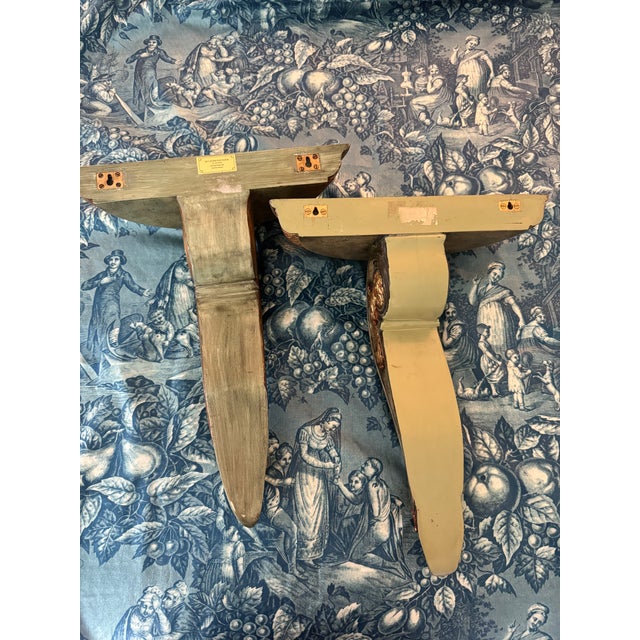 Wood Maitland Smith Florentine Style Shelf Corbel a Pair For Sale - Image 7 of 12