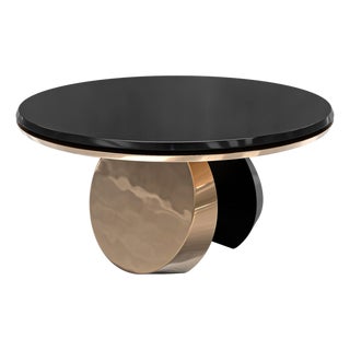 "Château" Round Table With Bronze and Stainless Steel, Handmade For Sale