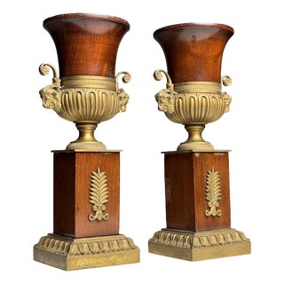 Mahogany Vases, 19th Century, Set of 2 For Sale