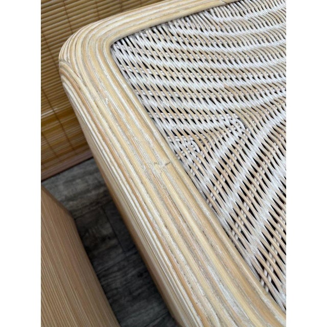 Wood Pair of Coastal Style Split Reed Rattan Nightstands. Circa 1980s For Sale - Image 7 of 10