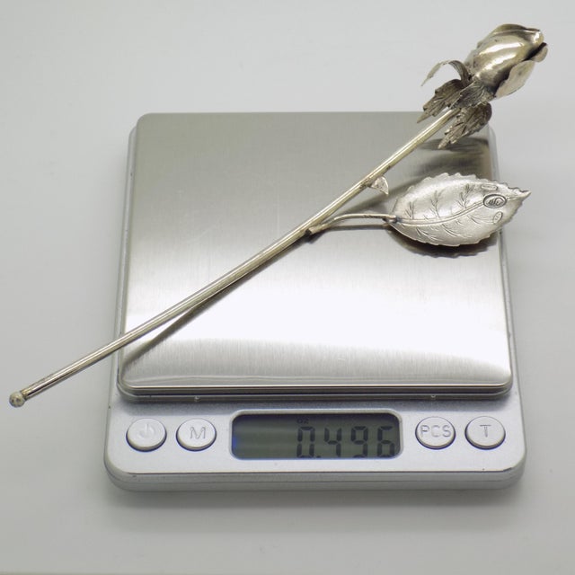 Vintage Italian Handmade Genuine Sterling Silver Long Stem Rosebud Figurine, 1980s For Sale - Image 14 of 16