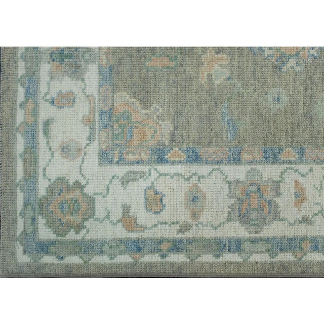Brown & Blue Turkish Oushak Rug 3'11" x 5'9" For Sale - Image 4 of 8