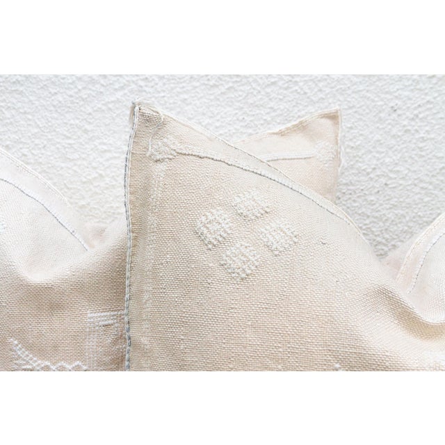 Pair of Large Silk Pearl Plaster Pillows For Sale - Image 4 of 8