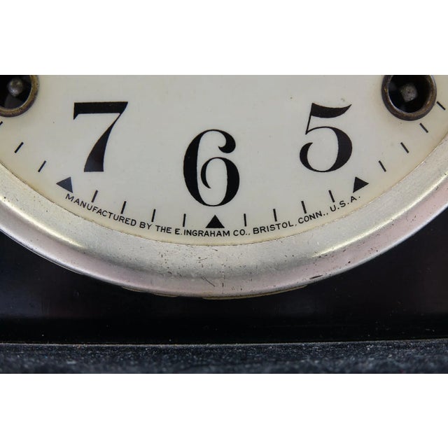 Early 20th Century Antique Mantel Clock Ingraham With Marble Bronze For Sale - Image 4 of 6