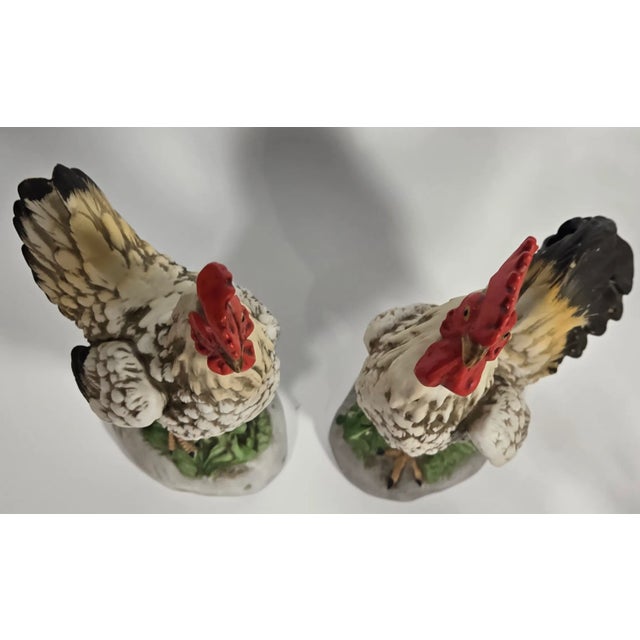 Bisque Porcelain Rooster and Hen- Set of Two For Sale - Image 16 of 18