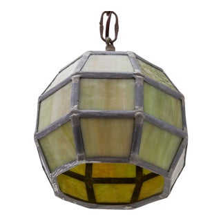 Hanging Light Arts & Crafts Mission Slag Glass For Sale