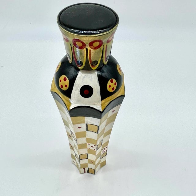 Contemporary Mackenzie Childs Style Black and White Glass Bottle Vase For Sale - Image 11 of 11