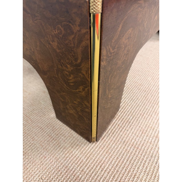 1980s Lacuqered Faux Swirl Walnut Coffee Table For Sale - Image 4 of 12