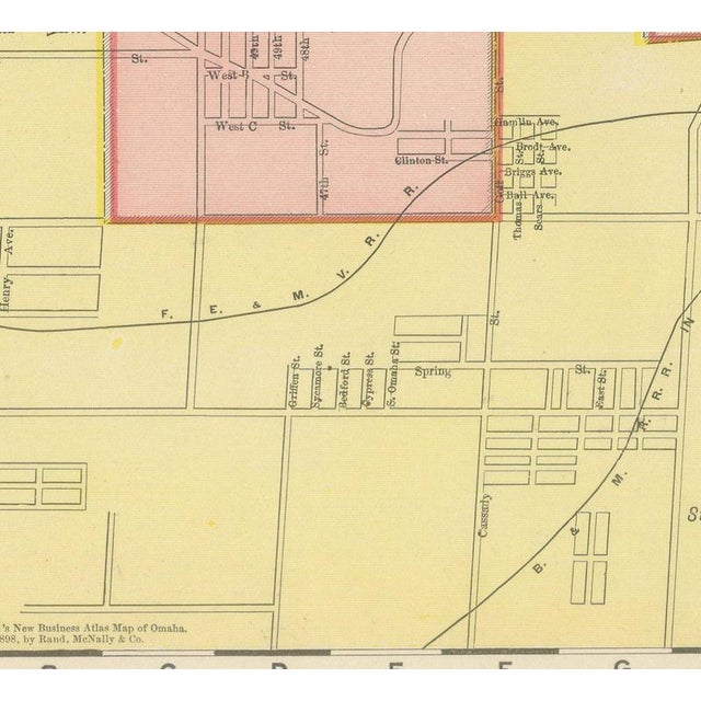 19th Century Antique Map of Omaha with Union Stock Yards from Rand McNally, 1899 For Sale - Image 5 of 12