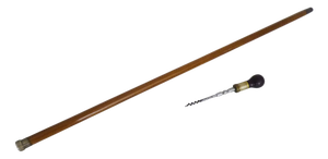 Antique Wooden Walking Stick with Corkscrew Mechanism, 1890s