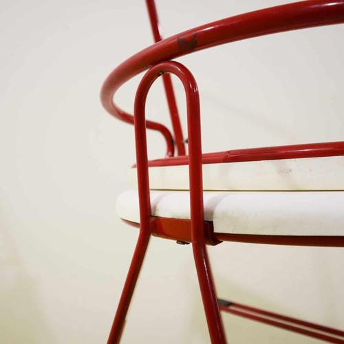 Red Metal Step Stool with White Plastic Seat from Norda For Sale - Image 11 of 12
