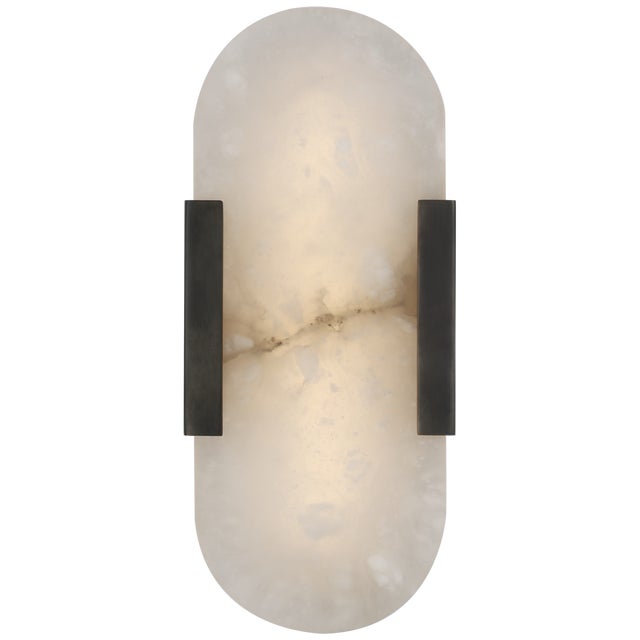 Modern Kelly Wearstler for Visual Comfort Signature Melange 10" Elongated Sconce in Bronze with Alabaster For Sale - Image 3 of 4