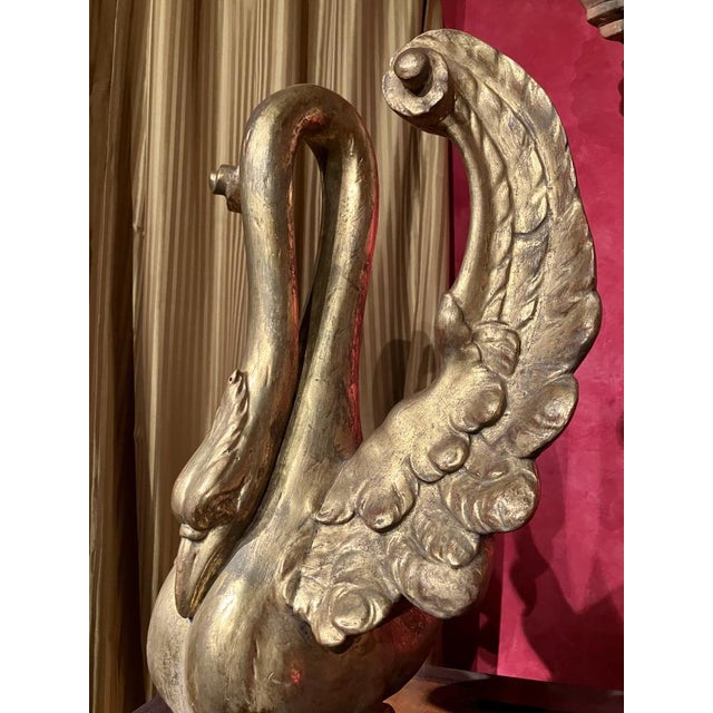 Wood Ittalian Artist, Empire Period Decorative Swan Sculptures, 1800s, Giltwood, Set of 2 For Sale - Image 7 of 13