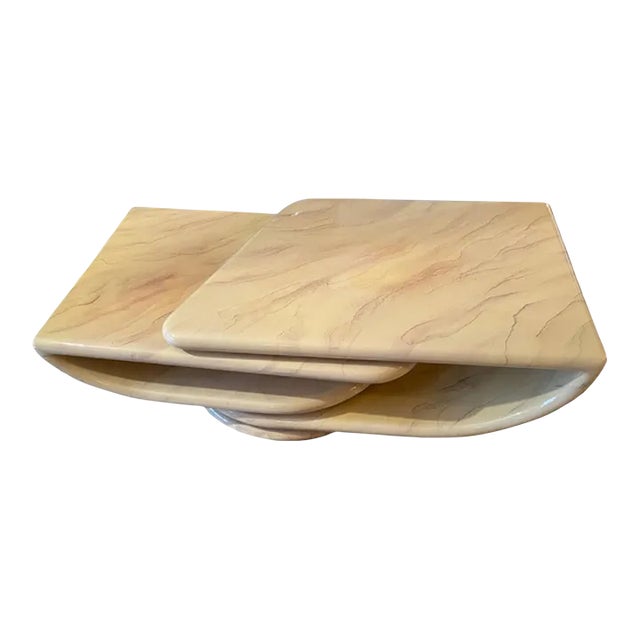 1980s Post Modernist Angle Revolving Coffee Table in the Manner of Karl Springer For Sale