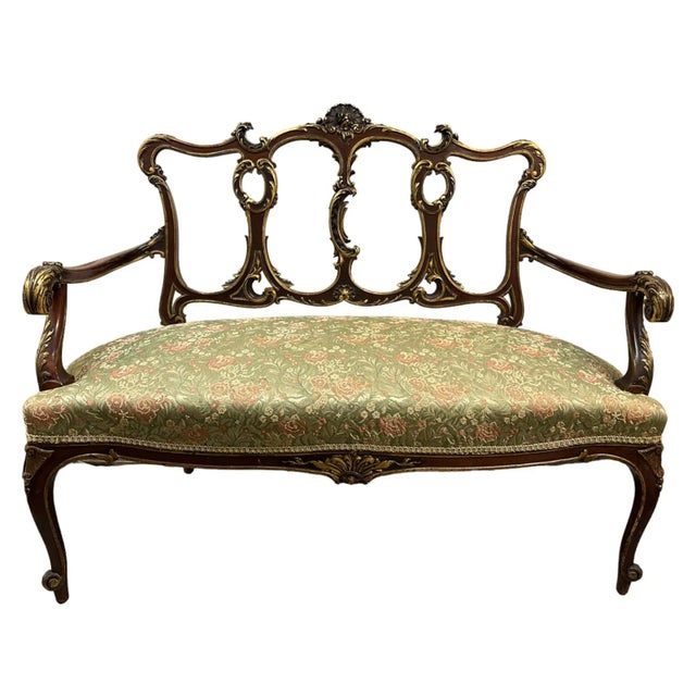 Wood Venetian Rococo Parcel Gilt Four-Piece Parlor Set, Circa 1900 For Sale - Image 7 of 12