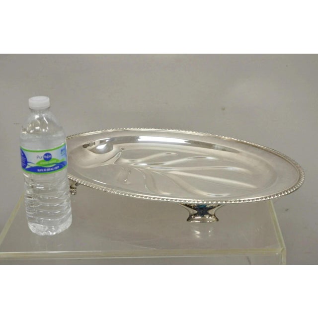 Vintage Wm Rogers Regency Style Silver Plated 18" Oval Footed Meat Tray Platter For Sale - Image 10 of 10