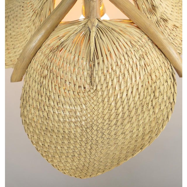 Chandelier in Woven Palm Leaves, Germany, 1970s For Sale - Image 10 of 12