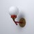 Gold Italian Brass, Red Lacquered Metal, and Opaline Glass Globe Wall Sconce, 1950s For Sale - Image 8 of 8